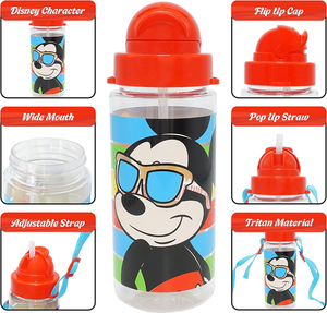 Borraccia in Tritan con Cannuccia Mickey Mouse DISNEY Topolino 500 Ml - 840357