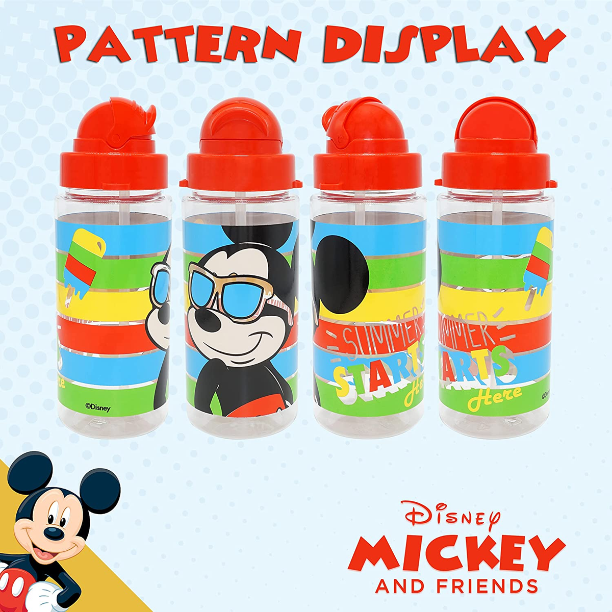 Borraccia in Tritan con Cannuccia Mickey Mouse DISNEY Topolino 500 Ml - 840357