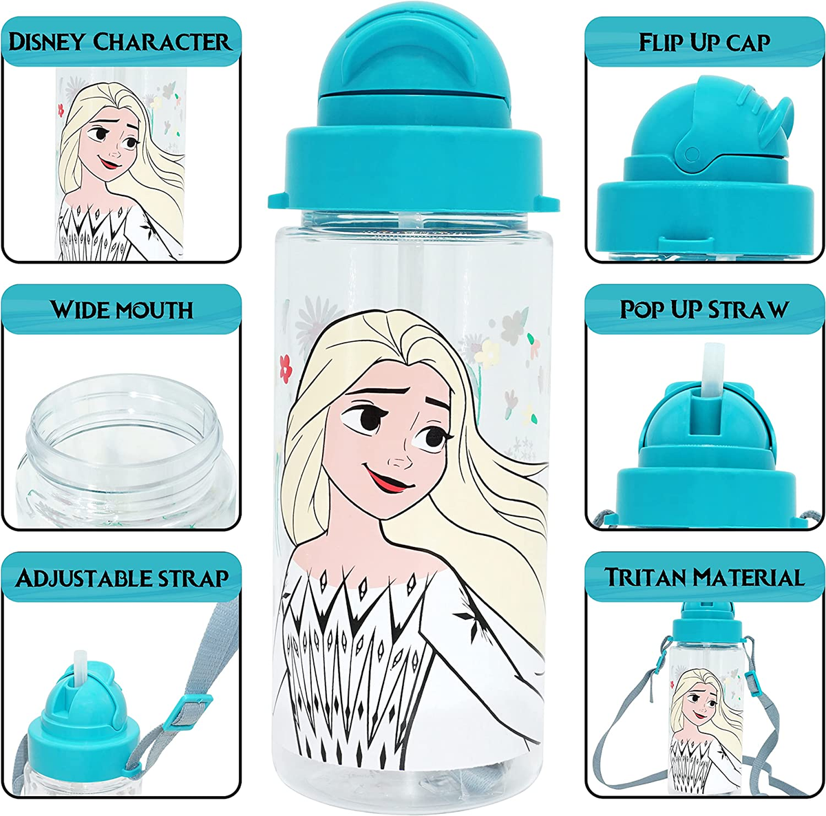 Borraccia in Tritan con Cannuccia Frozen DISNEY Elsa 500 Ml - 840340