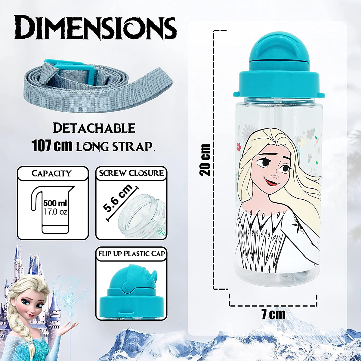 Borraccia in Tritan con Cannuccia Frozen DISNEY Elsa 500 Ml - 840340