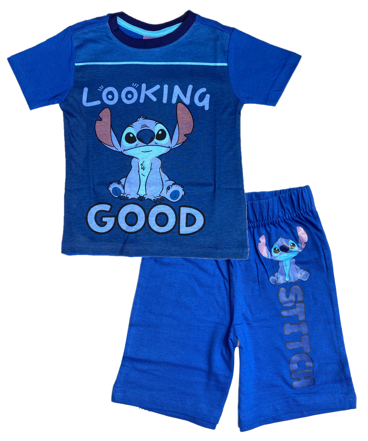 Pigiama Estivo Stitch DISNEY T-Shirt Maniche Corte Short 100% Cotone Bambino - Lil23-0398