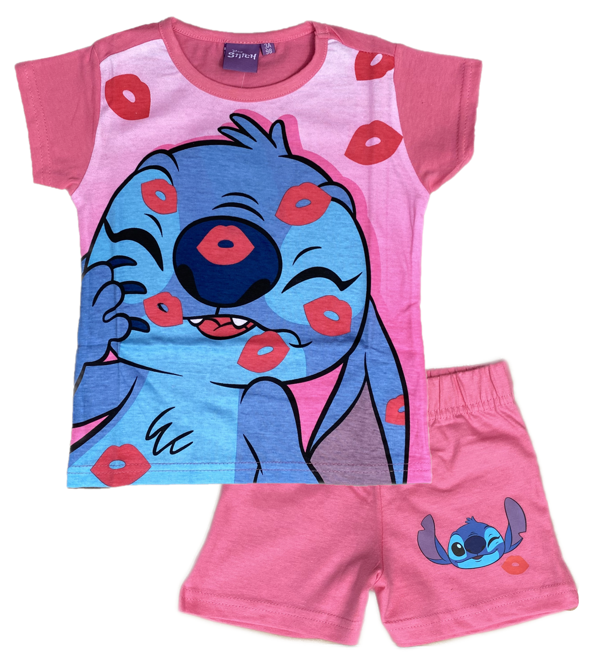 Pigiama Estivo Stitch DISNEY T-Shirt Maniche Corte Short 100% Cotone Bambino - Lil23-0176