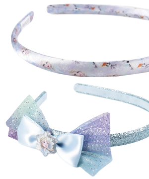 Set 2 Cerchietti Frozen  DISNEY Elsa Cerchietto con Fiocco Accessori Capelli - 2455