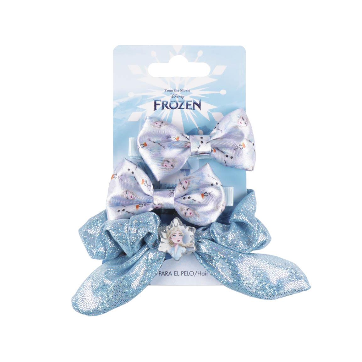 Set Accessori Capelli 3 Pezzi Frozen DISNEY 2 Pinze 1 Scrunchies - 2461