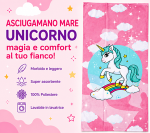 Telo Mare Unicorno Asciugamano in Microcotone Cm. 140x70 - Vp131