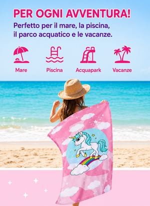 Telo Mare Unicorno Asciugamano in Microcotone Cm. 140x70 - Vp131