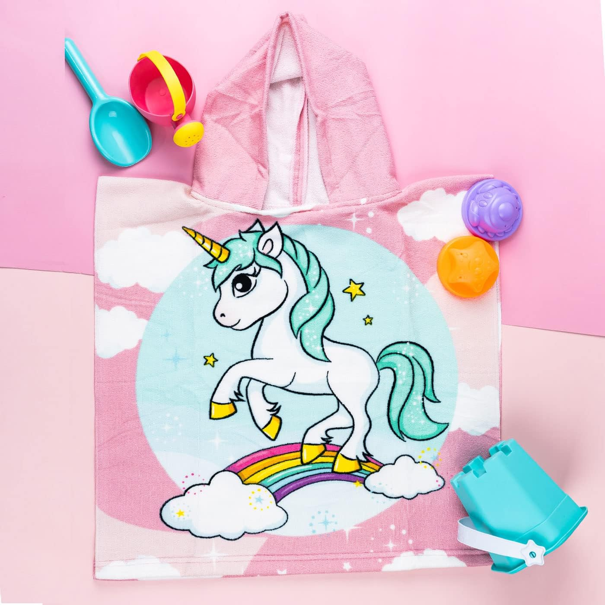 Poncho Mare Unicorno in Microcotone Cm. 100x50 100%pl - Vp132