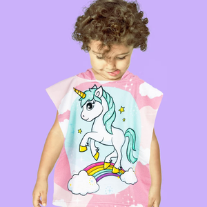 Poncho Mare Unicorno in Microcotone Cm. 100x50 100%pl - Vp132