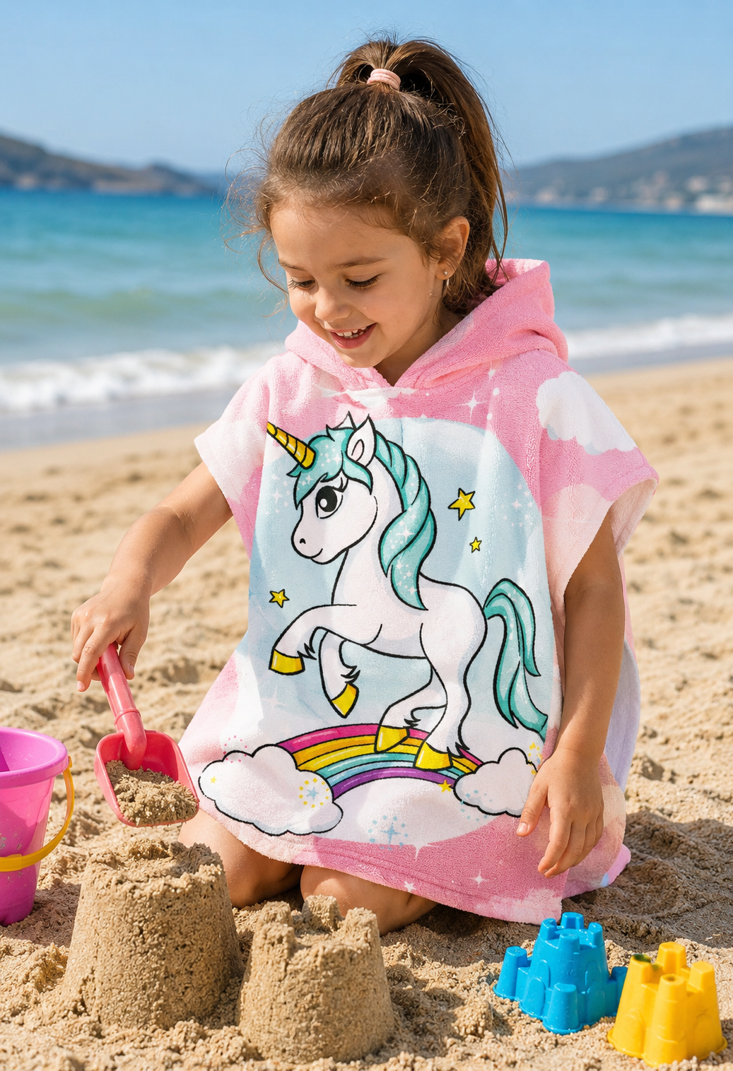 Poncho Mare Unicorno in Microcotone Cm. 100x50 100%pl - Vp132