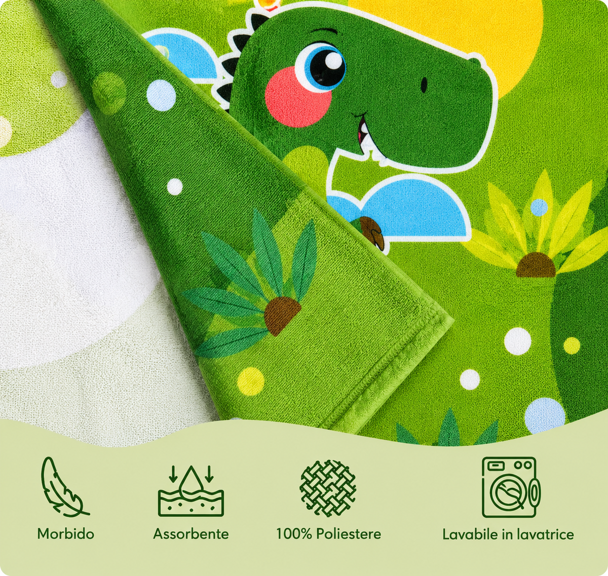 Poncho Mare Dinosauri in Microcotone Cm. 100x50 100%pl - Vp672