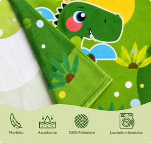 Poncho Mare Dinosauri in Microcotone Cm. 100x50 100%pl - Vp672