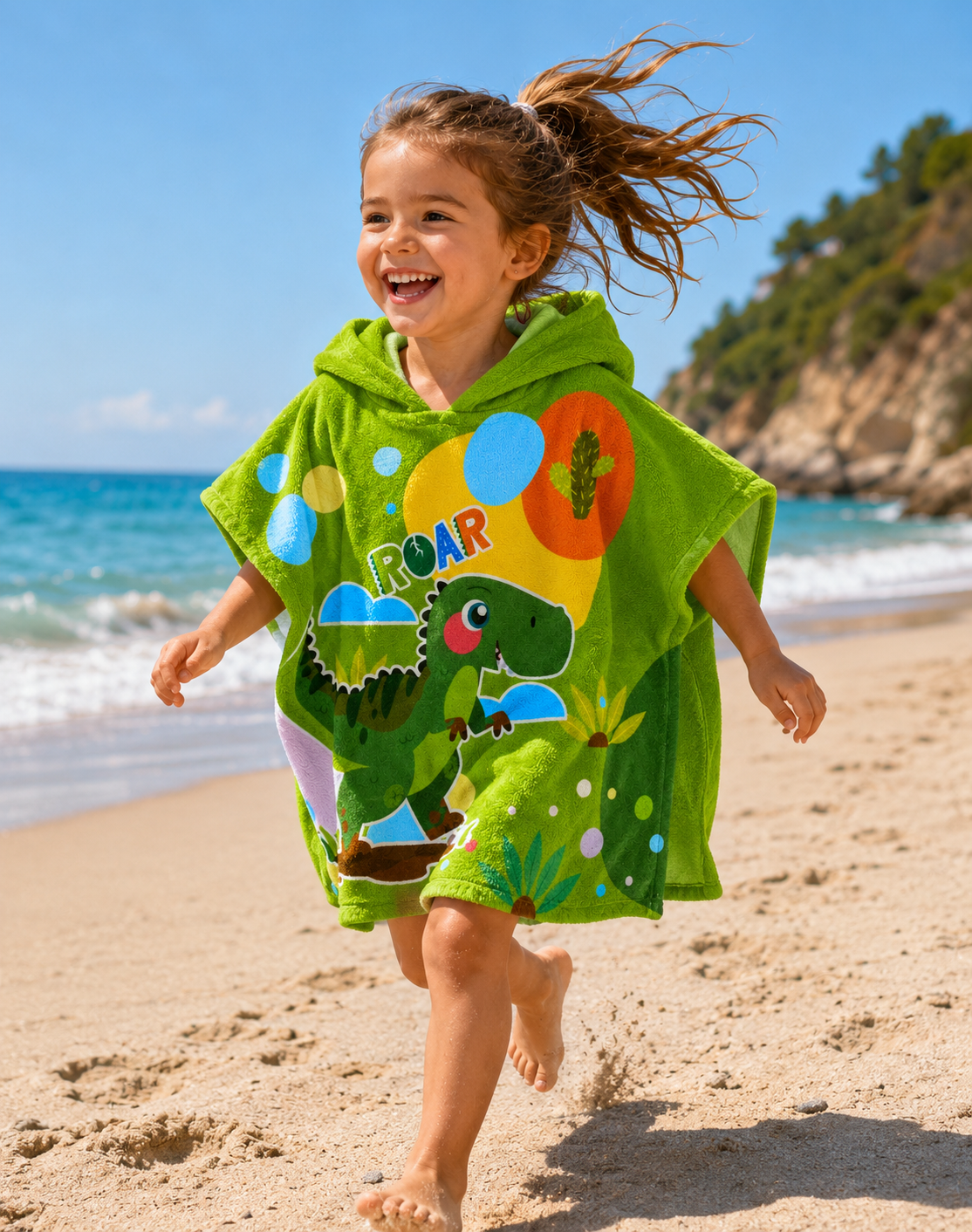 Poncho Mare Dinosauri in Microcotone Cm. 100x50 100%pl - Vp672