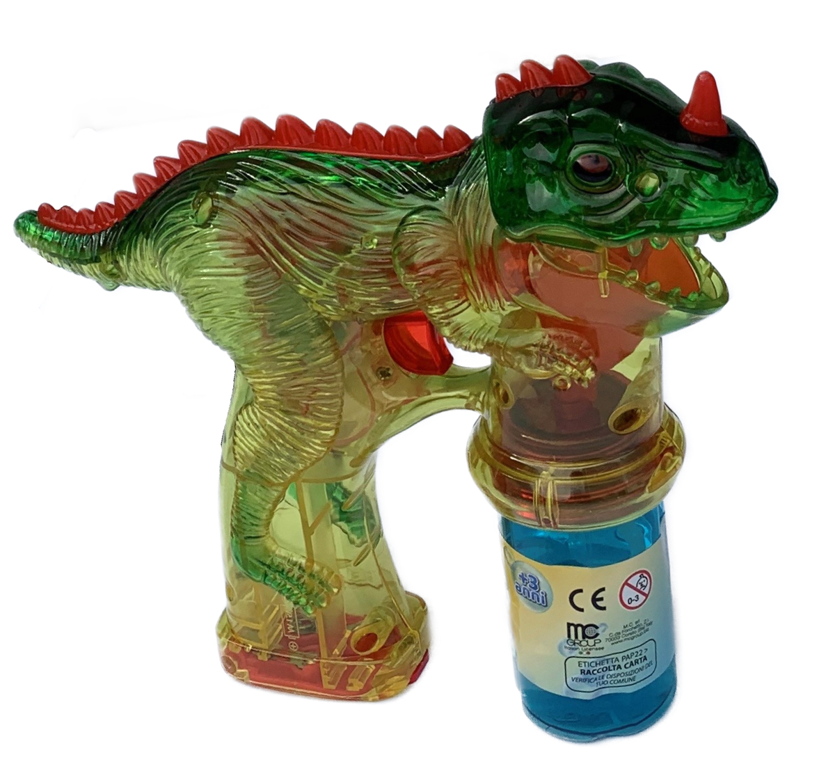Pistola Sparabolle di Sapone Dinosauro con Luci e Suoni Gioco per Bambini - Wnt0008