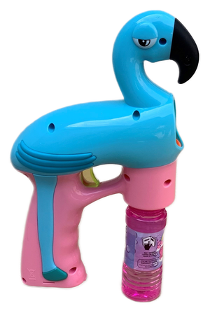 Pistola Sparabolle di Sapone Fenicottero Azzurro con Luci Gioco per Bambini - Wnt007