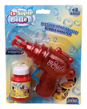 Pistola Sparabolle di Sapone Rossa a Frizione con Luci Gioco per Bambini - Wnt0003