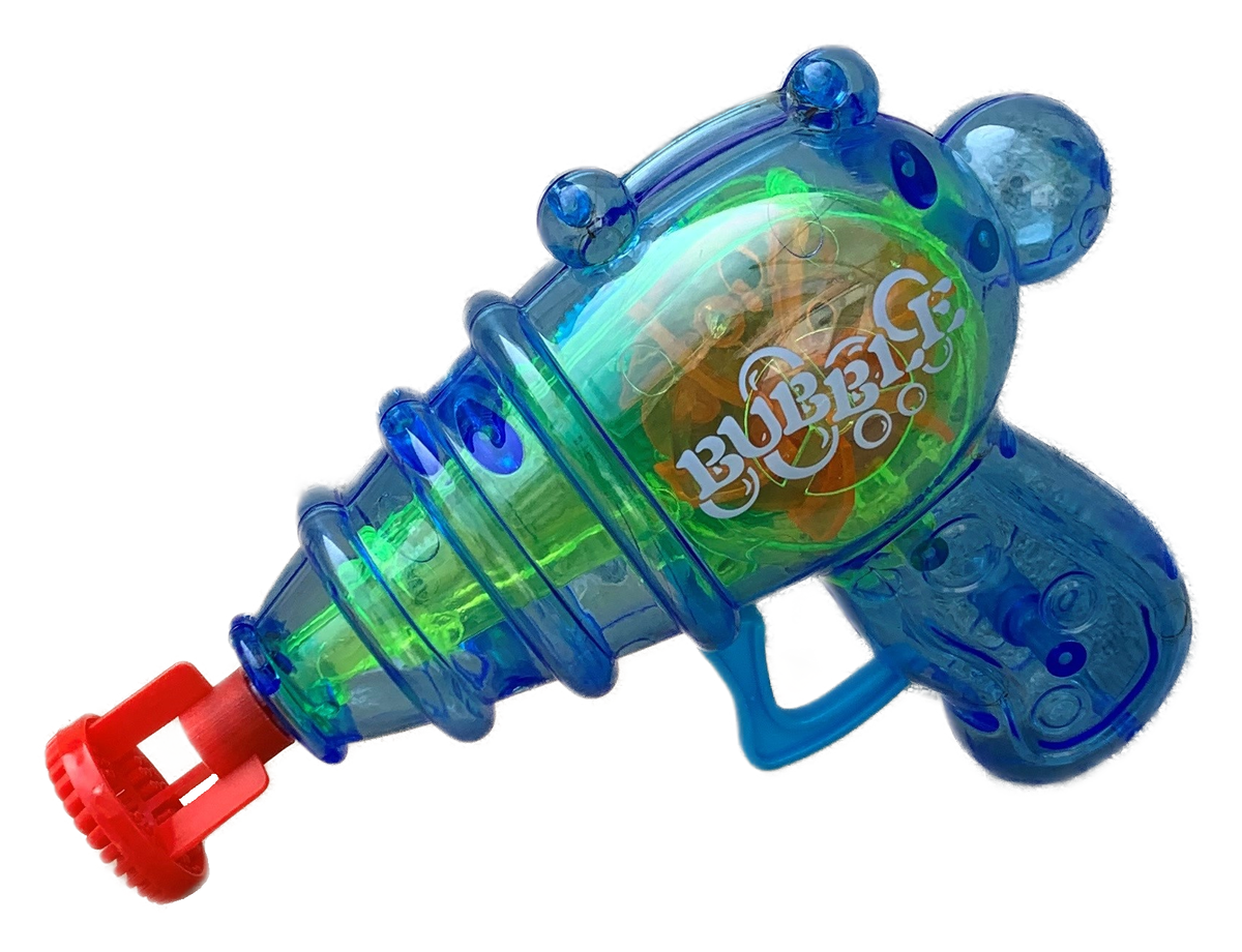 Pistola Sparabolle di Sapone Azzurra a Frizione con Luci Gioco per Bambini - Wnt0003