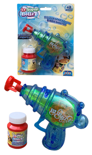 Pistola Sparabolle di Sapone Azzurra a Frizione con Luci Gioco per Bambini - Wnt0003