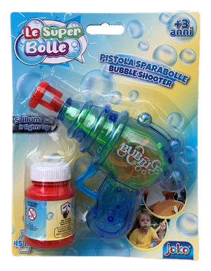 Pistola Sparabolle di Sapone Azzurra a Frizione con Luci Gioco per Bambini - Wnt0003