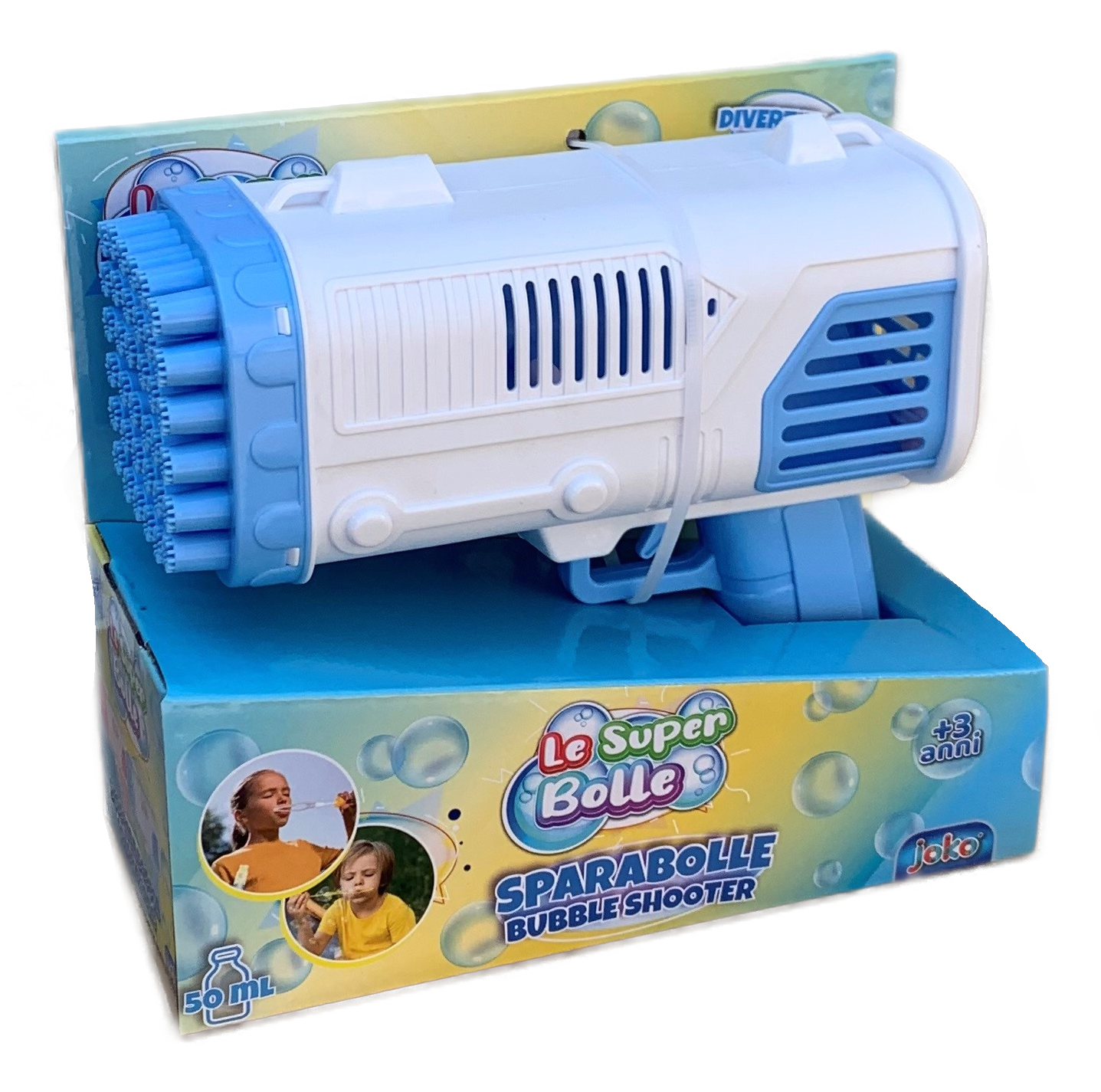 Pistola Sparabolle di Sapone a 36 Fori Azzurro Gioco per Bambini - Wnt0033