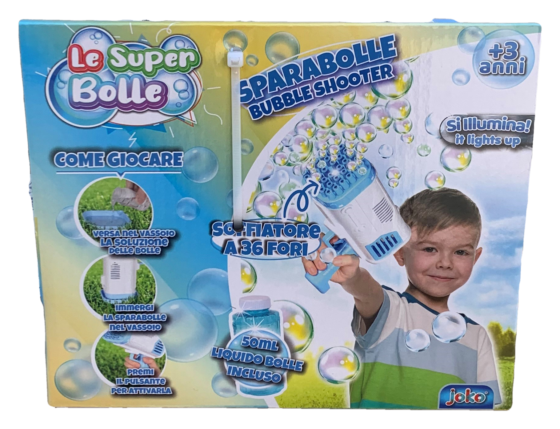 Pistola Sparabolle di Sapone a 36 Fori Azzurro Gioco per Bambini - Wnt0033