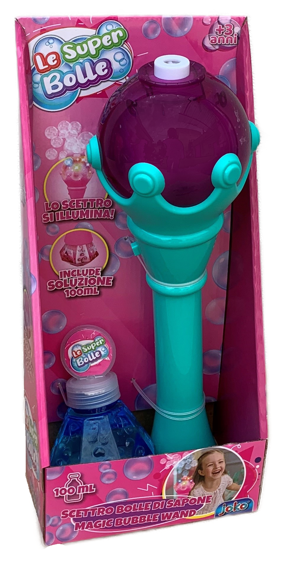 Scettro Sparabolle di Sapone Azzurro con Luci e Suoni Gioco per Bambini - Wnt0032