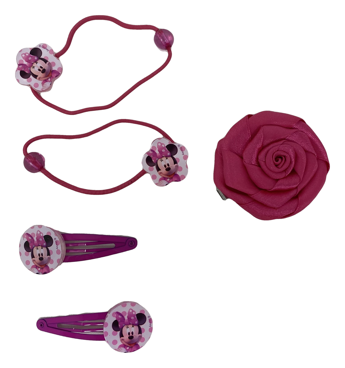 Set Accessori Capelli Minnie DISNEY 8 Pezzi Spazzola Clik Clak Elastici - As4898fuxia