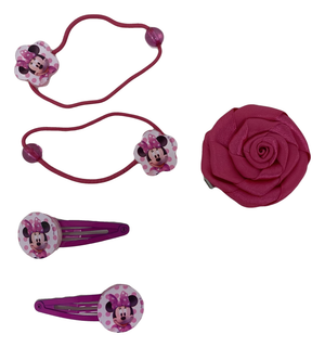 Set Accessori Capelli Minnie DISNEY 8 Pezzi Spazzola Clik Clak Elastici - As4898fuxia