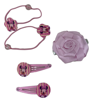 Set Accessori Capelli Minnie DISNEY 8 Pezzi Spazzola Clik Clak Elastici - As4898rosa