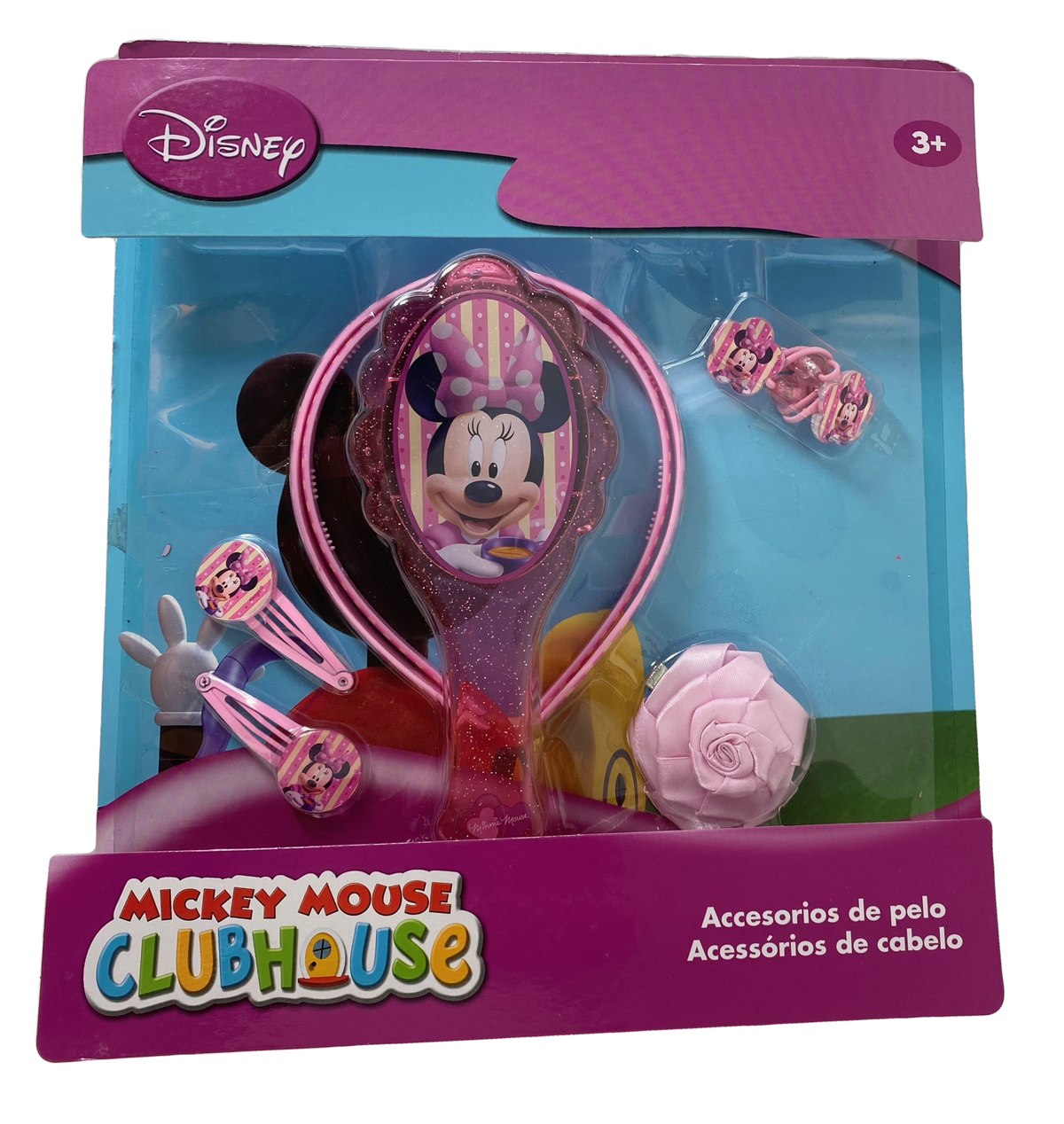 Set Accessori Capelli Minnie DISNEY 8 Pezzi Spazzola Clik Clak Elastici - As4898rosa