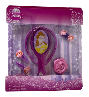 Set Accessori Capelli Belle Principesse DISNEY 8 Pezzi Spazzola Clik Clak Elastici - As4899