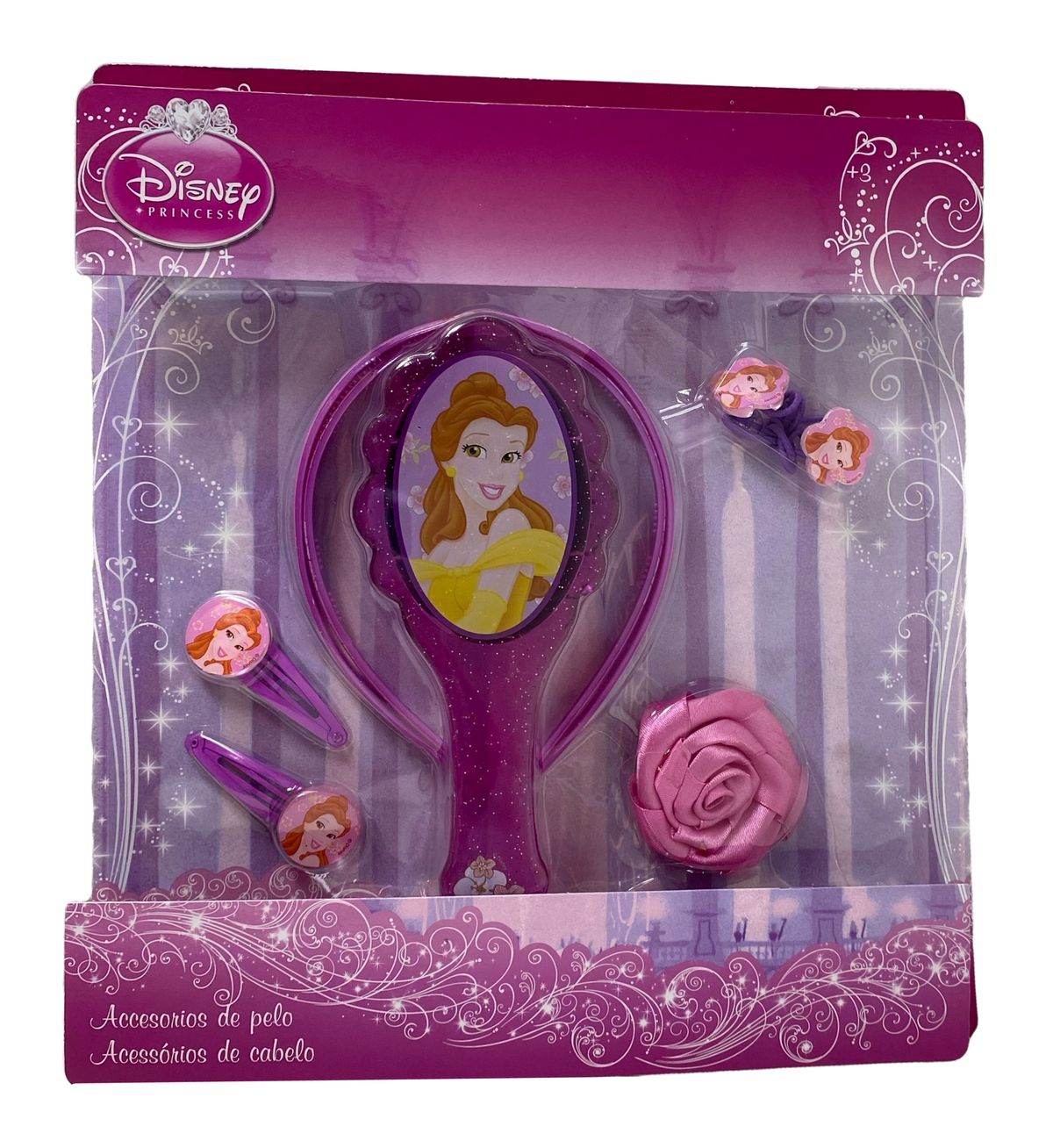 Set Accessori Capelli Belle Principesse DISNEY 8 Pezzi Spazzola Clik Clak Elastici - As4899
