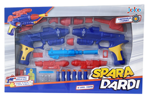 Set Pistola Spara Dardi 2 Blaster con Accessori 6 Dardi 12 Pallini 2 Bersagli Gioco - Toy0509