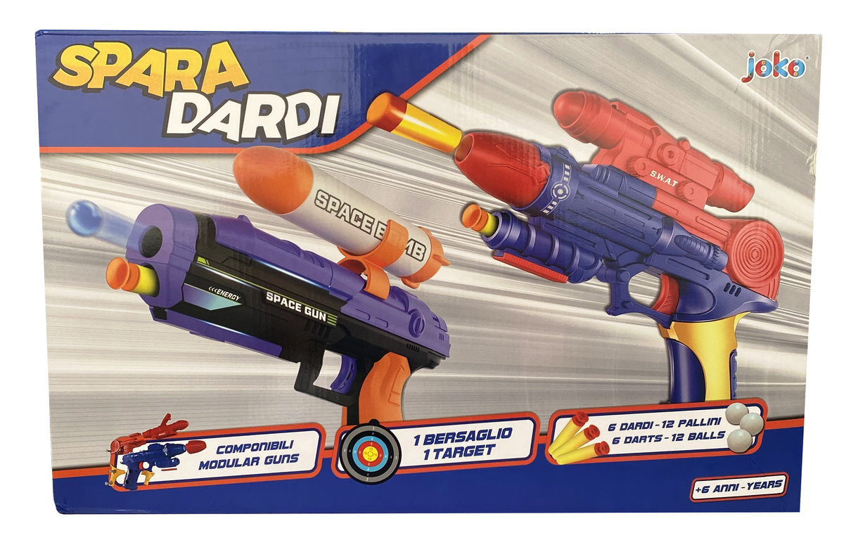 Set Pistola Spara Dardi 2 Blaster con Accessori 6 Dardi 12 Pallini 2 Bersagli Gioco - Toy0509