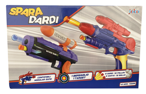Set Pistola Spara Dardi 2 Blaster con Accessori 6 Dardi 12 Pallini 2 Bersagli Gioco - Toy0509
