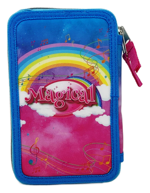 Zaino + Astuccio 3 Zip Unicorno Estensibile Scuola Elementare Colori Giotto