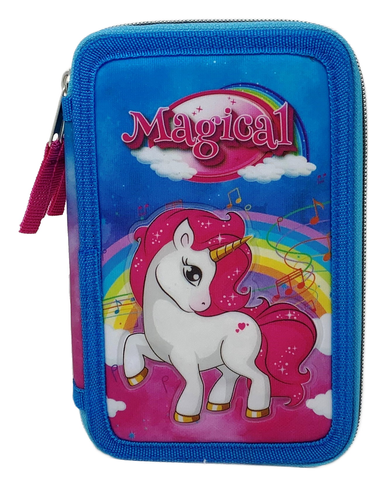 Astuccio Scuola 3d Unicorno Multiscomparto 3 Zip Portacolori Pennarelli Giotto - Uni0832-A