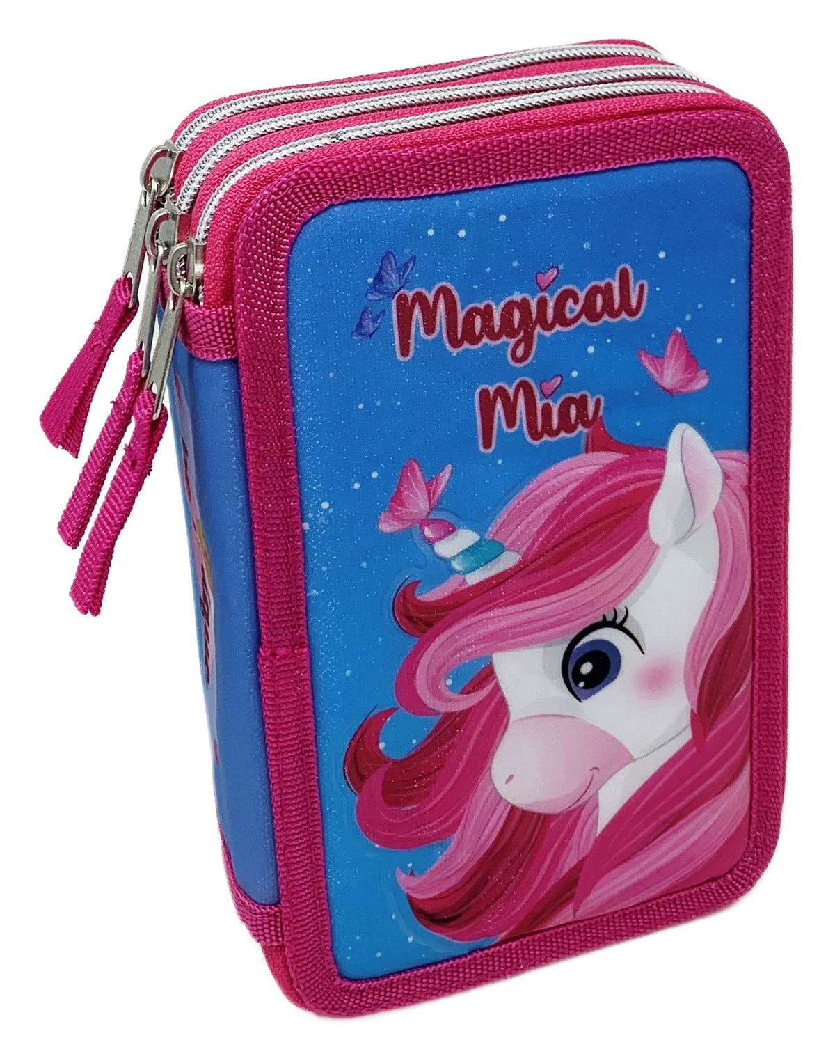 Astuccio Scuola 3d Unicorno Multiscomparto 3 Zip Portacolori Pennarelli Giotto - Uni0832-B
