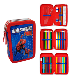Astuccio Scuola 3d Spiderman MARVEL Multiscomparto 3 Zip Portacolori Pennarelli Giotto - Sp0832