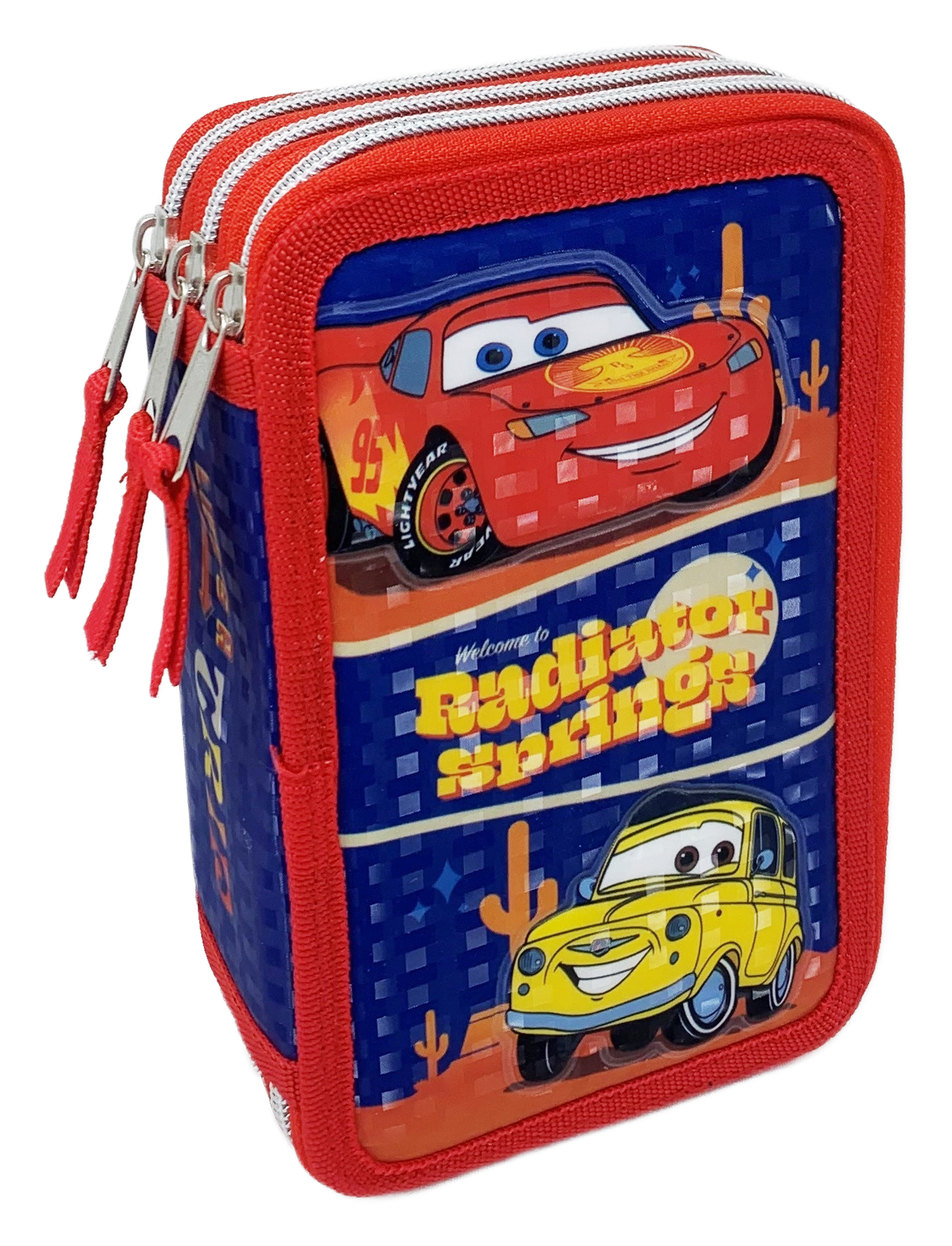 Astuccio Scuola 3d Cars DISNEY Saetta Mcqueen Multiscomparto 3 Zip Portacolori Pennarelli Giotto - Ca0832