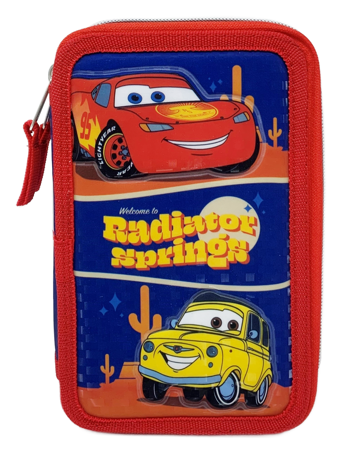 Astuccio Scuola 3d Cars DISNEY Saetta Mcqueen Multiscomparto 3 Zip Portacolori Pennarelli Giotto - Ca0832