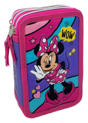 Astuccio Scuola 3d Minnie DISNEY Multiscomparto 3 Zip Portacolori Pennarelli Giotto - Min0832