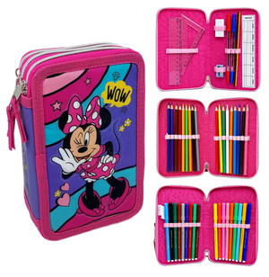 Astuccio Scuola 3d Minnie DISNEY Multiscomparto 3 Zip Portacolori Pennarelli Giotto - Min0832