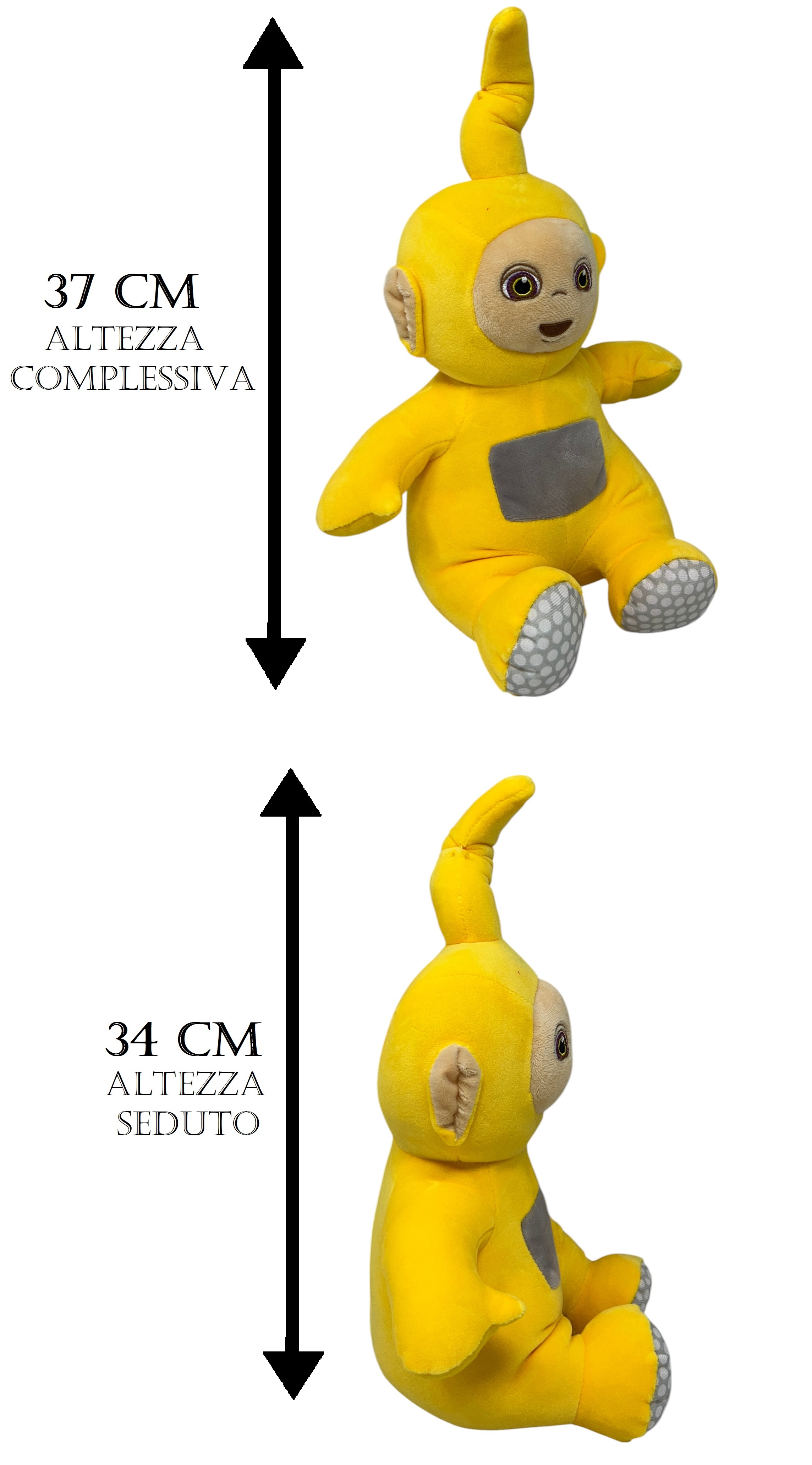 Peluche Laa-Laa Teletubbies Morbido Pupazzo 37 CM in Fibra Riciclata