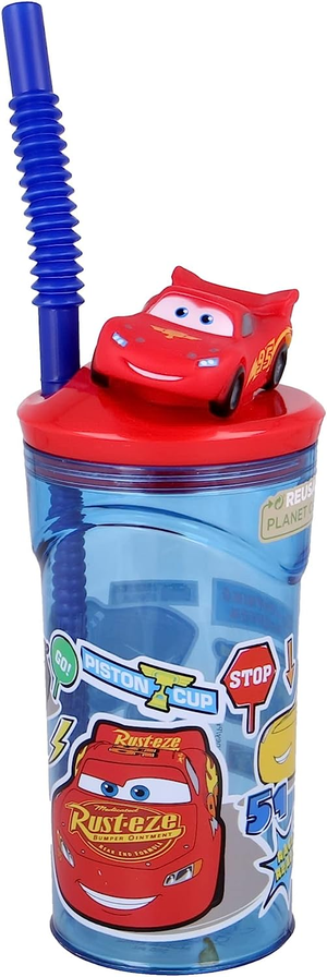 Bicchiere con Cannuccia Cars DISNEY Personaggio 3d Bpa Free 360 Ml - 51566