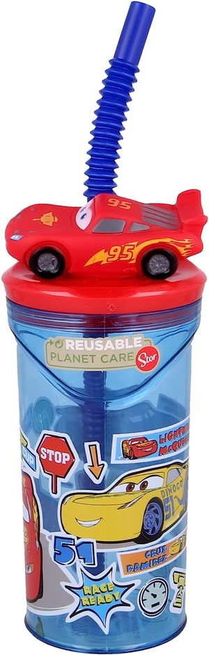 Bicchiere con Cannuccia Cars DISNEY Personaggio 3d Bpa Free 360 Ml - 51566