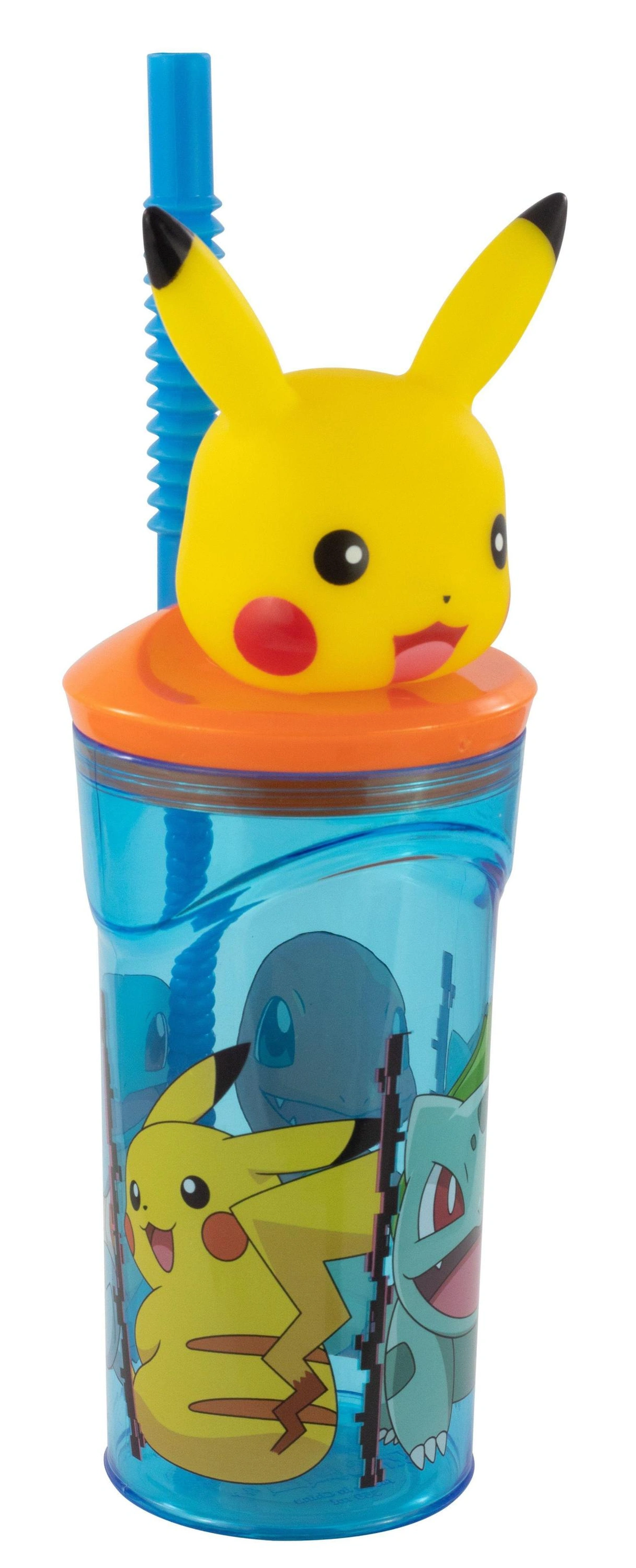 Bicchiere con Cannuccia Pikachu Pokemon Personaggio 3d Bpa Free 360 Ml - 08066