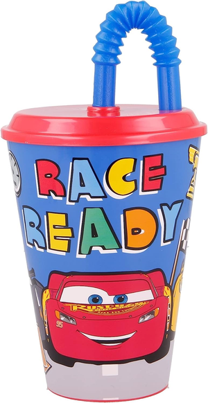 Bicchiere con Cannuccia Cars DISNEY Saetta Mcqueen Semirigida Ml.430 - 51530