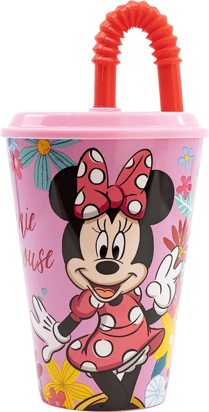 Bicchiere con Cannuccia Minnie DISNEY Semirigida Ml.430 - 74430