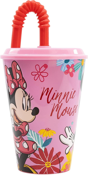 Bicchiere con Cannuccia Minnie DISNEY Semirigida Ml.430 - 74430