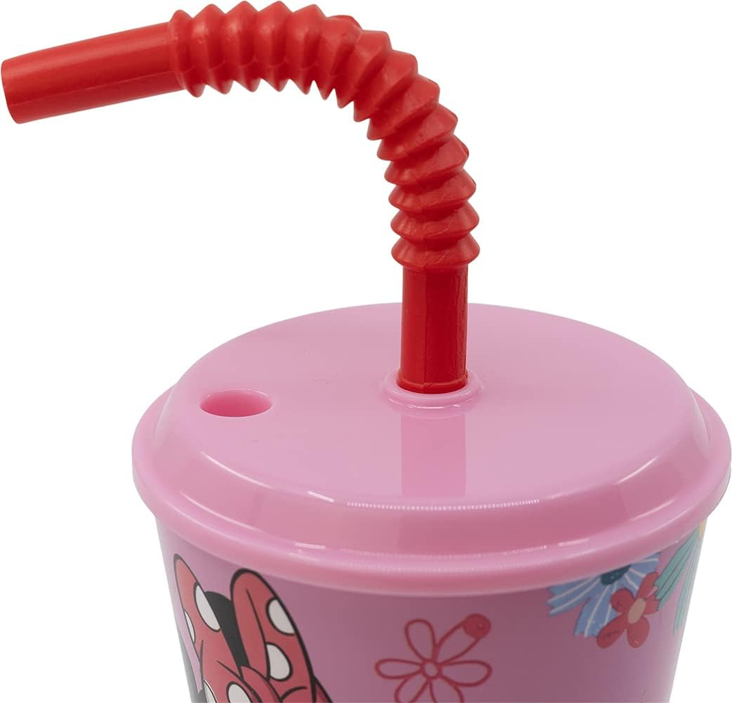 Set Bicchiere con Cannuccia e Portamerenda Minnie DISNEY 2 Pezzi in Plastica Riutilizzabile Bpa Free